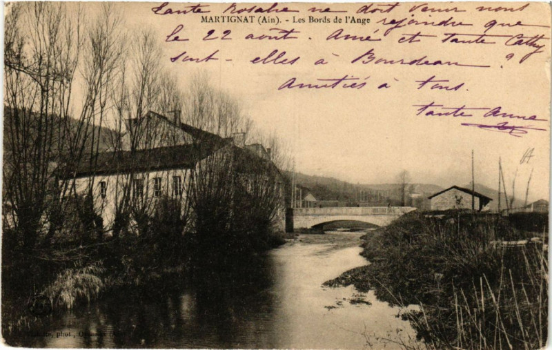 Carte postale ancienne Martignat Les Bords de l'Ange à Martignat