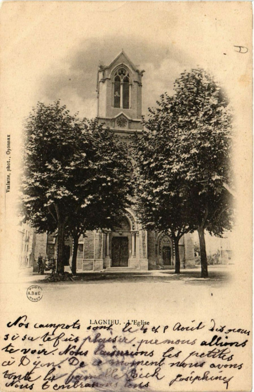 Carte postale ancienne Lagnieu L' Eglise à Lagnieu