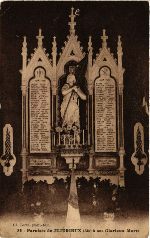 Carte postale ancienne Jujurieux Paroisse de Jujurieux a ses Glorieux Morts à Jujurieux