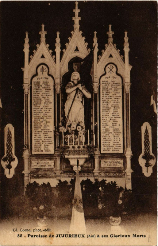 Carte postale ancienne Jujurieux Paroisse de Jujurieux a ses Glorieux Morts à Jujurieux