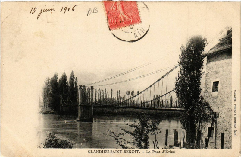 Carte postale ancienne Glandieu-Saint-Benoit Le Pont d'Evieu à Groslée-Saint-Benoit