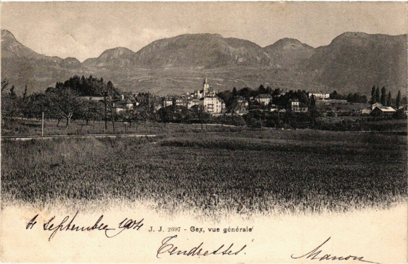 Carte postale ancienne Gex Vue générale à Gex