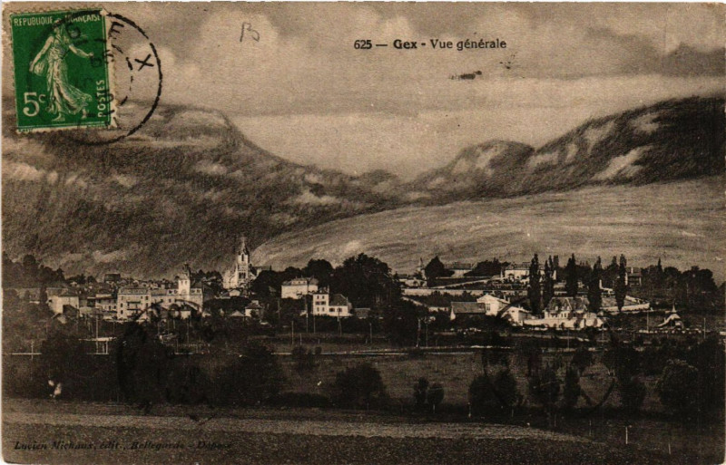 Carte postale ancienne Gex Vue générale à Gex
