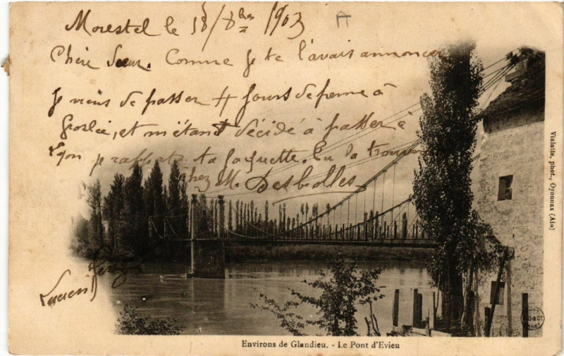 Carte postale ancienne Environs de Glandieu Le Pont d'Evieu