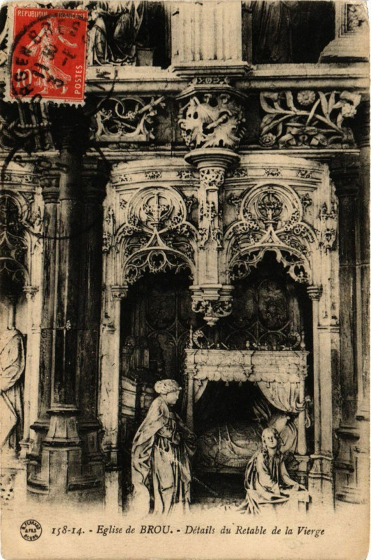 Carte postale ancienne Eglise de Brou Details du Retable de la Vierge