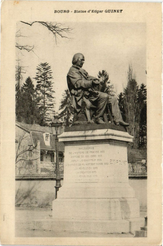 Carte postale ancienne Bourg Statue d'Edgar Quinet