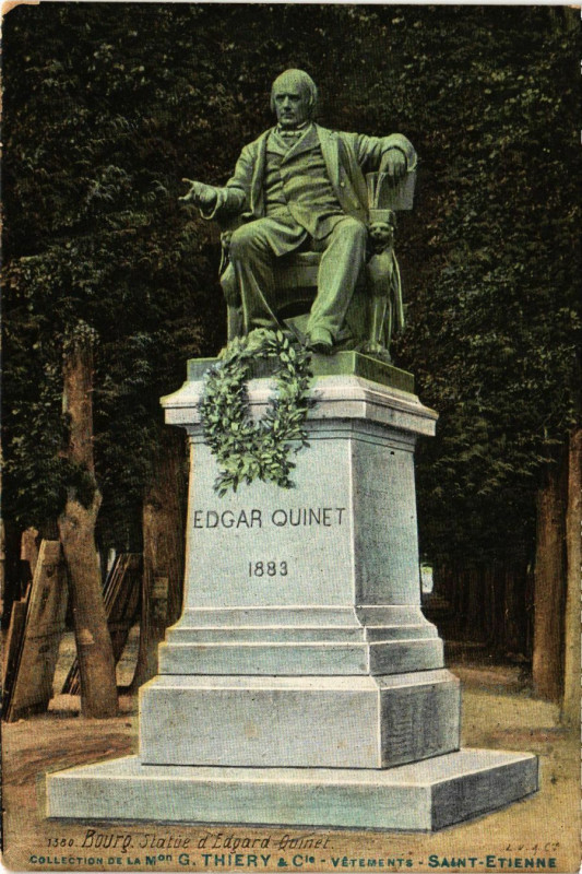 Carte postale ancienne Bourg Statue d'Edgar Quinet