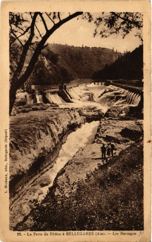 Carte postale ancienne Bellegarde La Perte du Rhone a Bellegarde Les Barrages