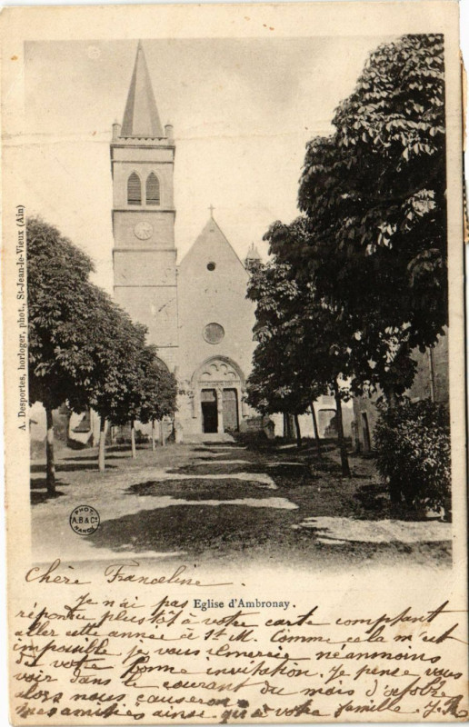 Carte postale ancienne Ambronay Eglise d' Ambronay à Ambronay