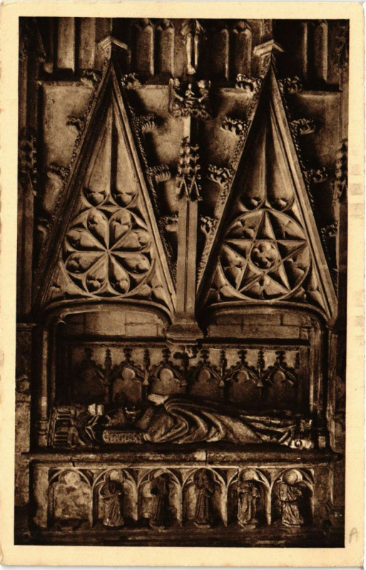 Carte postale ancienne Ambronay Eglise Tombeau de l'Abbé Jacques de Mauvoisin à Ambronay