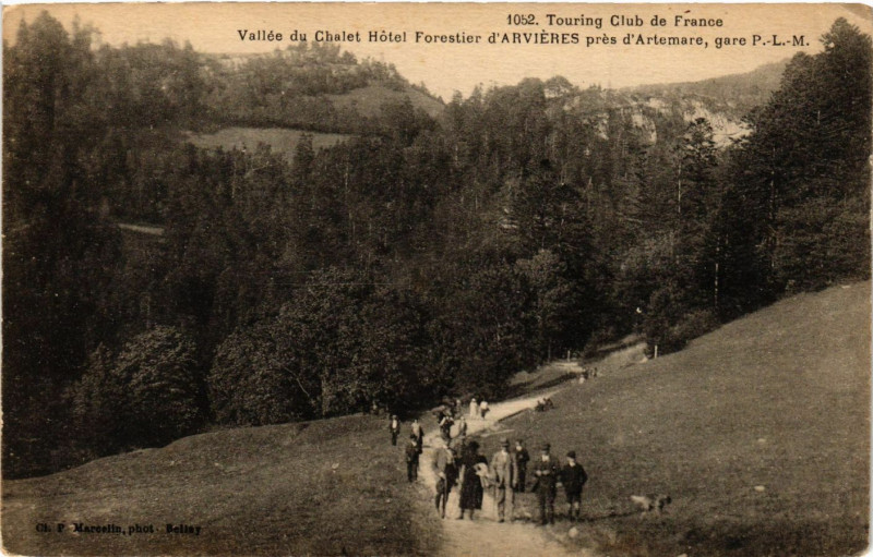 Carte postale ancienne Vallée du Chalet Hotel Forestier d'Arriveres pres d' Artemare à Artemare