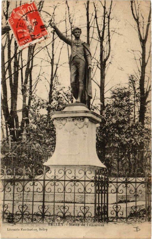 Carte postale ancienne Belley Statue de Lamartine à Belley