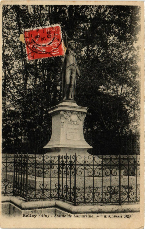 Carte postale ancienne Belley Statue de Lamartine à Belley