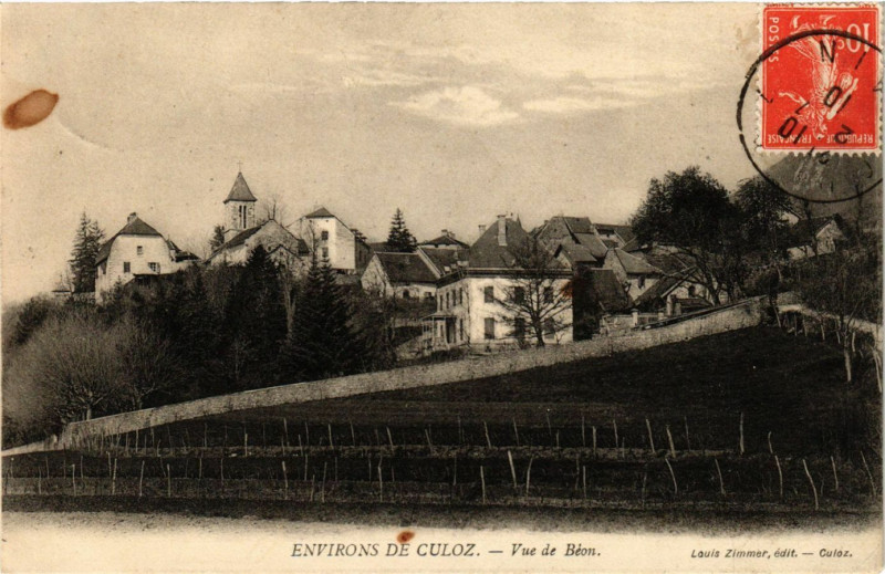 Carte postale ancienne Culoz Environs Vue de Beon à Culoz