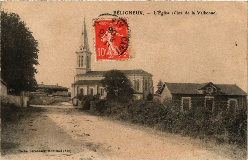 Carte postale ancienne Béligneux Beligneux L' Eglise à Béligneux