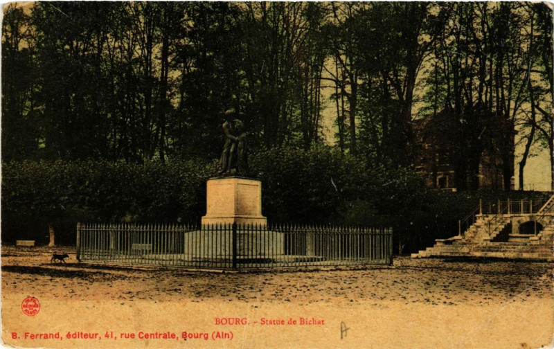 Carte postale ancienne Bourg Statue de Bichat