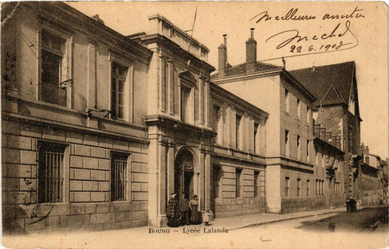 Carte postale ancienne Bourg Lycée Lalande
