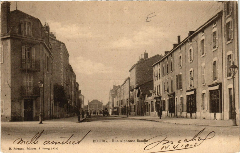 Carte postale ancienne Bourg Rue Alphonse Baudin