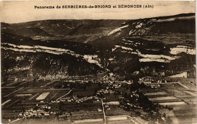 Carte postale ancienne Serrieres-de-Briord et Bénonces Panorama à Serrières-de-Briord