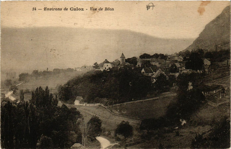 Carte postale ancienne Environs de Culoz Vue de Béon à Culoz