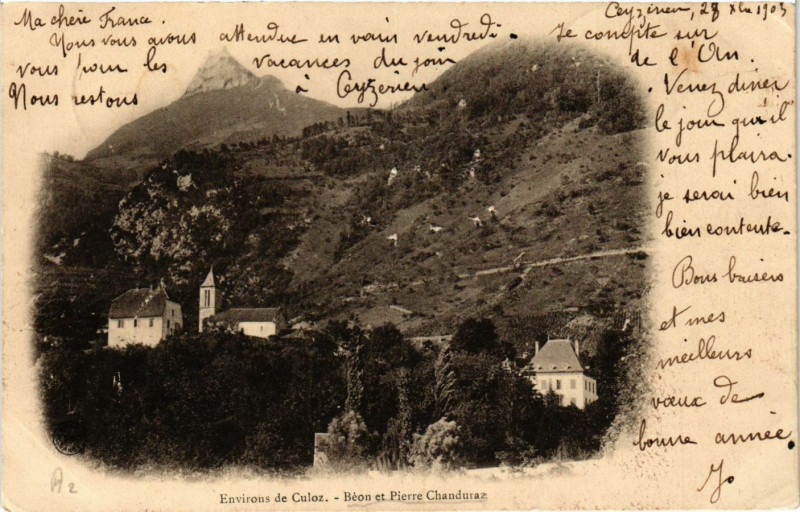 Carte postale ancienne Environs de Culoz Béon et Pierre Chanduraz à Culoz