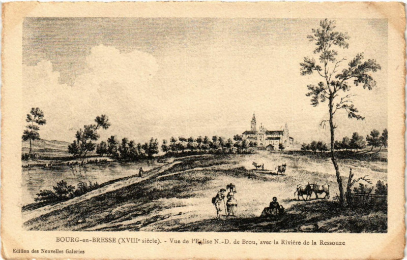 Carte postale ancienne Bourg-en-Bresse Vue de l' Eglise N D. de Brou à Bourg-en-Bresse