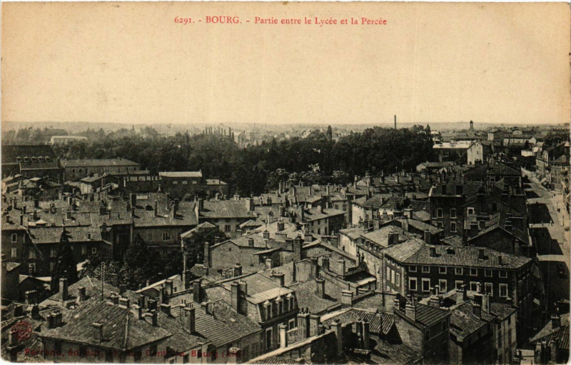Carte postale ancienne Bourg Partie entre le Lycée et la Percée