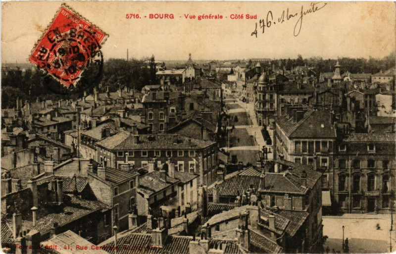 Carte postale ancienne Bourg Vue générale Cote Sud