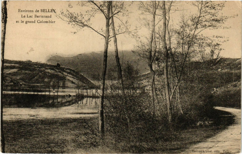 Carte postale ancienne Belley Environs Le Lac Barterand et le Grand Colombier à Belley