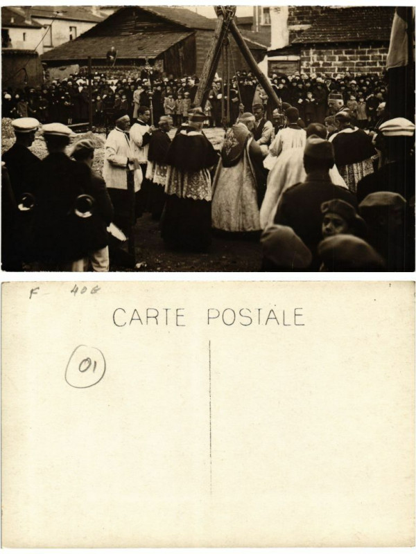 Carte postale ancienne Carte photo procession benediction