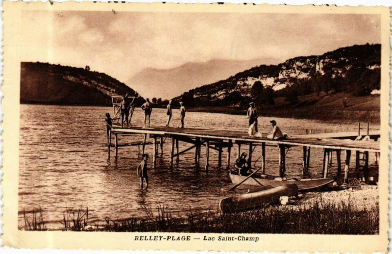 Carte postale ancienne Belley-Plage Lac Saint-Champ à Belley