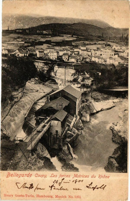 Carte postale ancienne Bellegarde Coupy, Les forces Matrices du Rhone