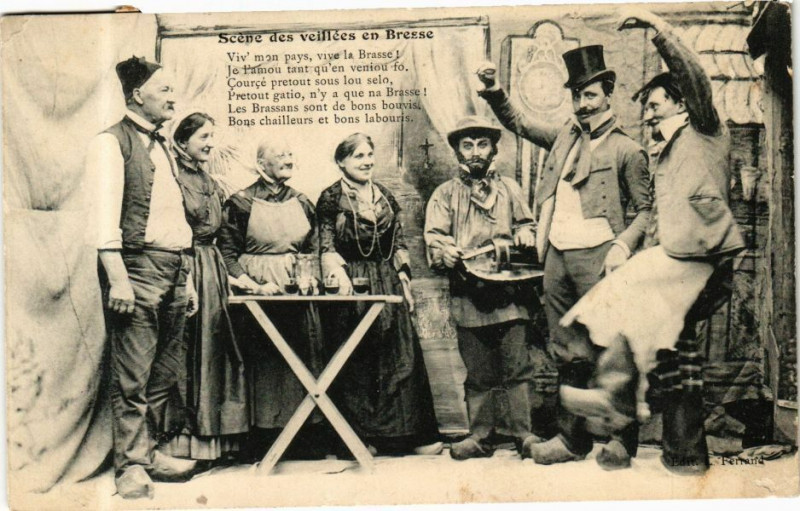 Carte postale ancienne Scéne des veillées en Bresse ...
