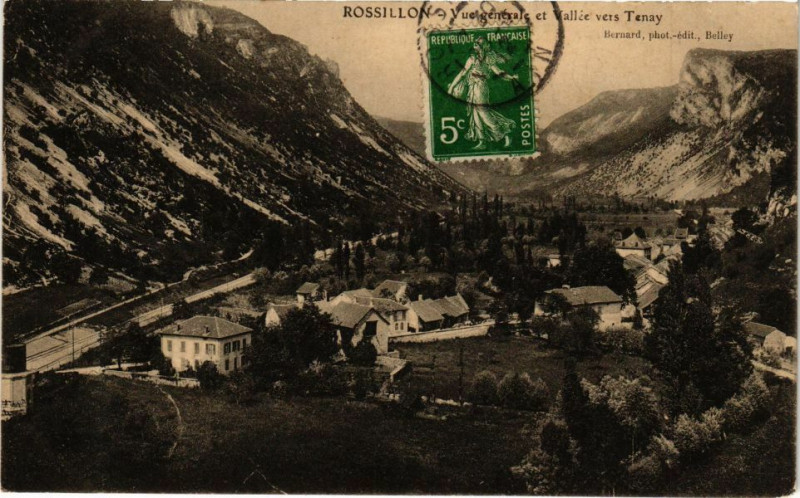 Carte postale ancienne Rossillon Vue générale et Vallée vers Tenay à Rossillon