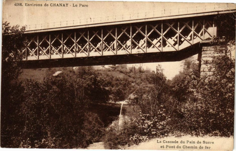 Carte postale ancienne Environs de Chanay Le Parc La Cascade du Pain de Sucre et Pont.. à Chanay