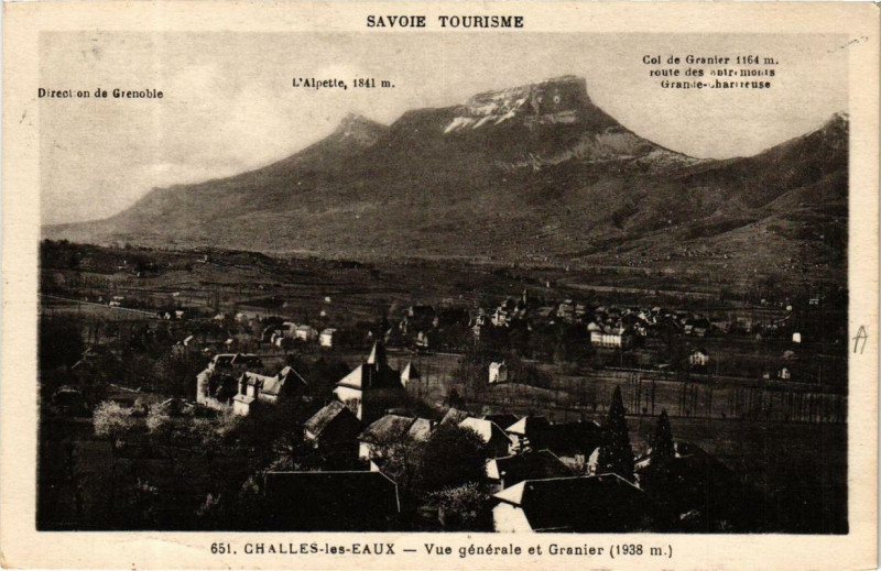 Carte postale ancienne Challes-les-Eaux Vue générale et Granier à Challes-les-Eaux