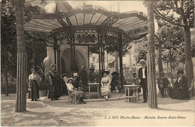 Carte postale ancienne J. J. 9875 Aix-les-Bains - Buvette Source Saint-Simon à Aix-les-Bains