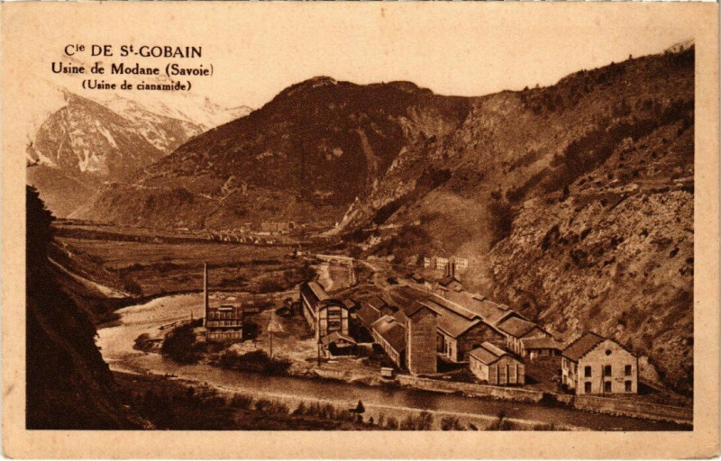 Carte postale ancienne Cie de Saint-Gobain - Usine de Modane à Modane