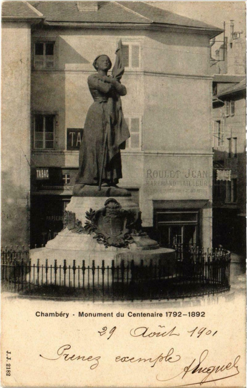 Carte postale ancienne Chambery - Monument du Centenaire à Chambéry