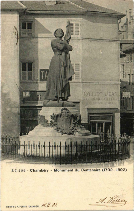 Carte postale ancienne Chambery - Monument du Centenaire à Chambéry