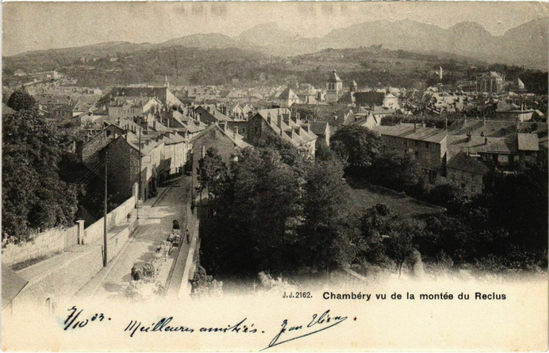 Carte postale ancienne Chambery - Vu de lamontee du Reclus à Chambéry