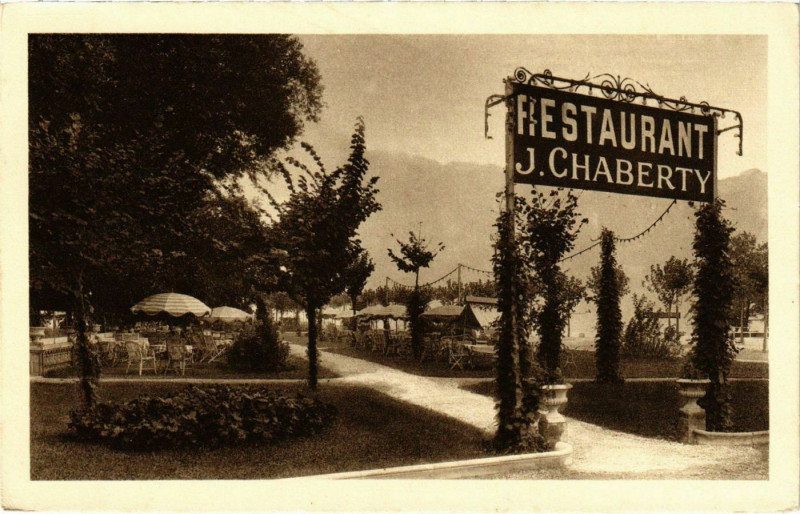 Carte postale ancienne Aix-les-Bains Restaurant J. Chaberty à Aix-les-Bains