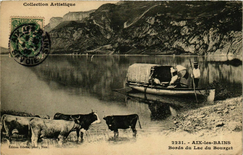 Carte postale ancienne Aix-les-Bains Bords du Lac du Bourget à Aix-les-Bains
