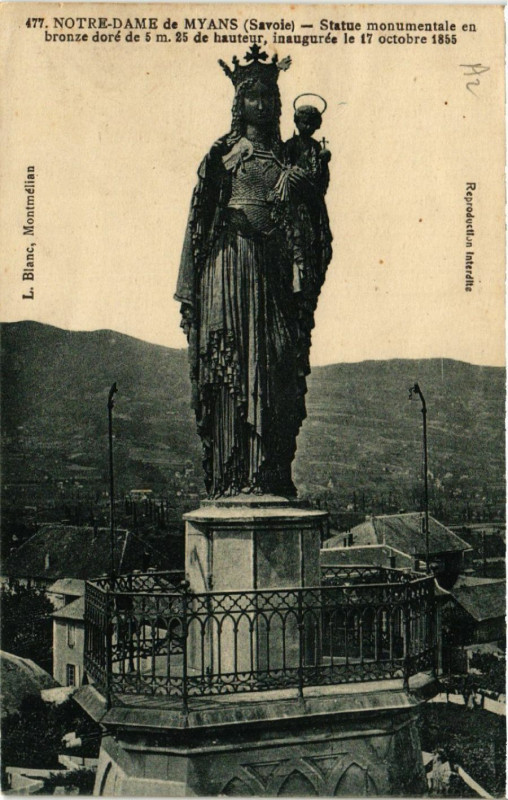 Carte postale ancienne Myans - N.-D. de Myans - Statue Monumentale en Bronze à Myans