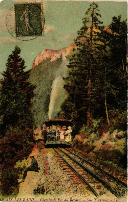 Carte postale ancienne Aix-les-Bains - Chemin de Fer du Revard - Une Tranchée à Aix-les-Bains