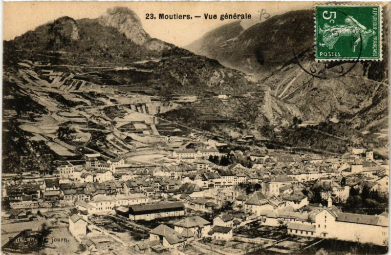 Carte postale ancienne Moutiers - Vue générale à Moûtiers
