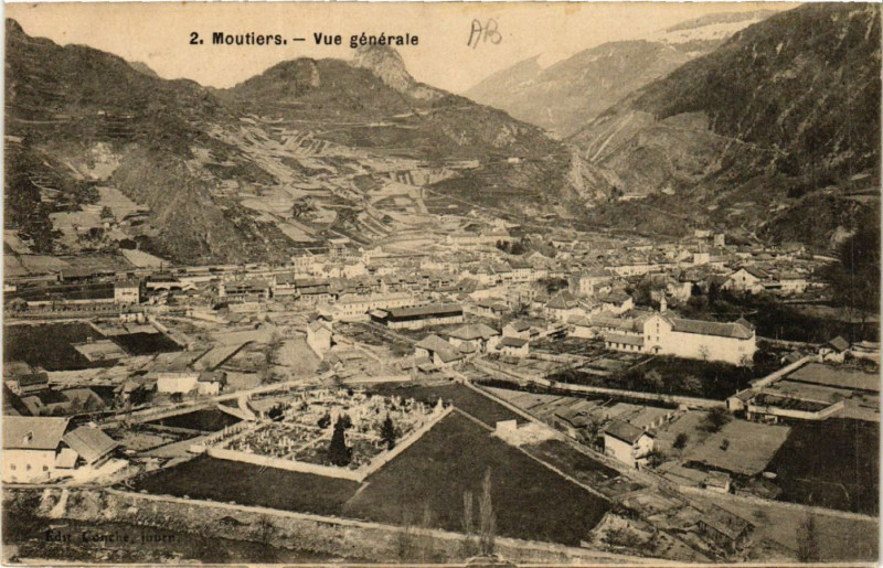 Carte postale ancienne Moutiers - Vue générale à Moûtiers