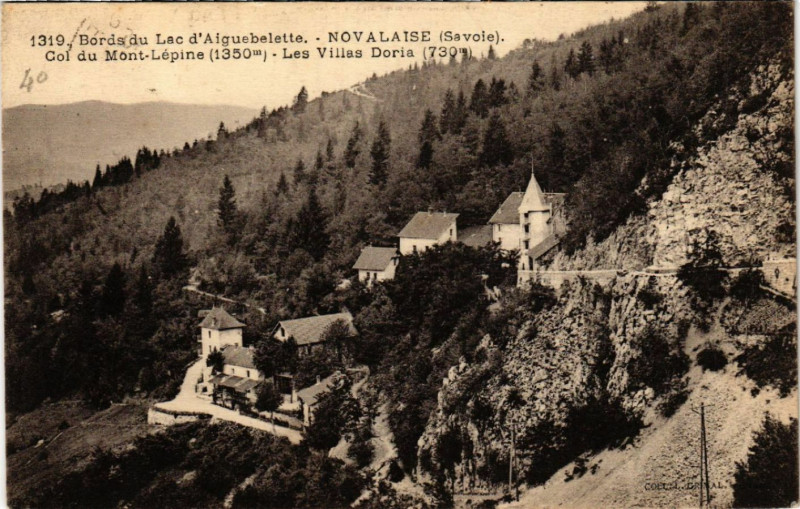 Carte postale ancienne Bords du Lac d'Aiguebelette-Novalaise - Col du Mont-Lepine à Novalaise
