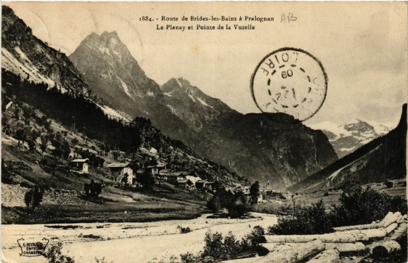 Carte postale ancienne Route de Brides-les-Bains a Pralognan à Brides-les-Bains