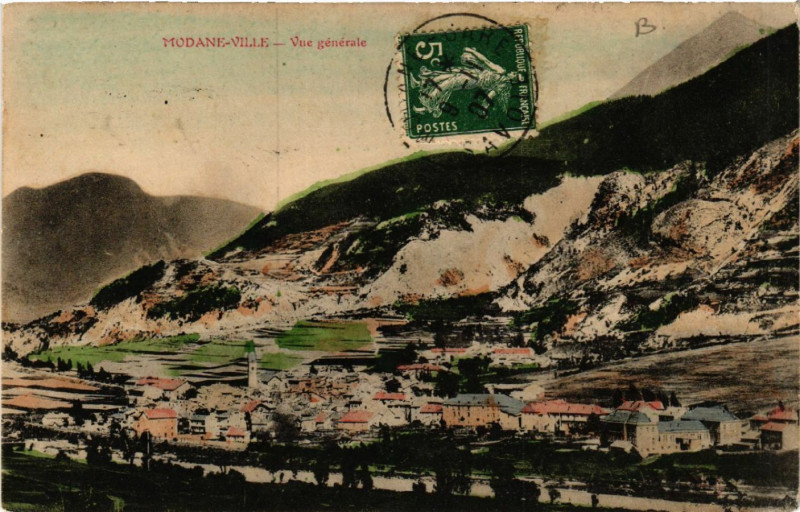 Carte postale ancienne Modane-Ville - Vue générale à Modane